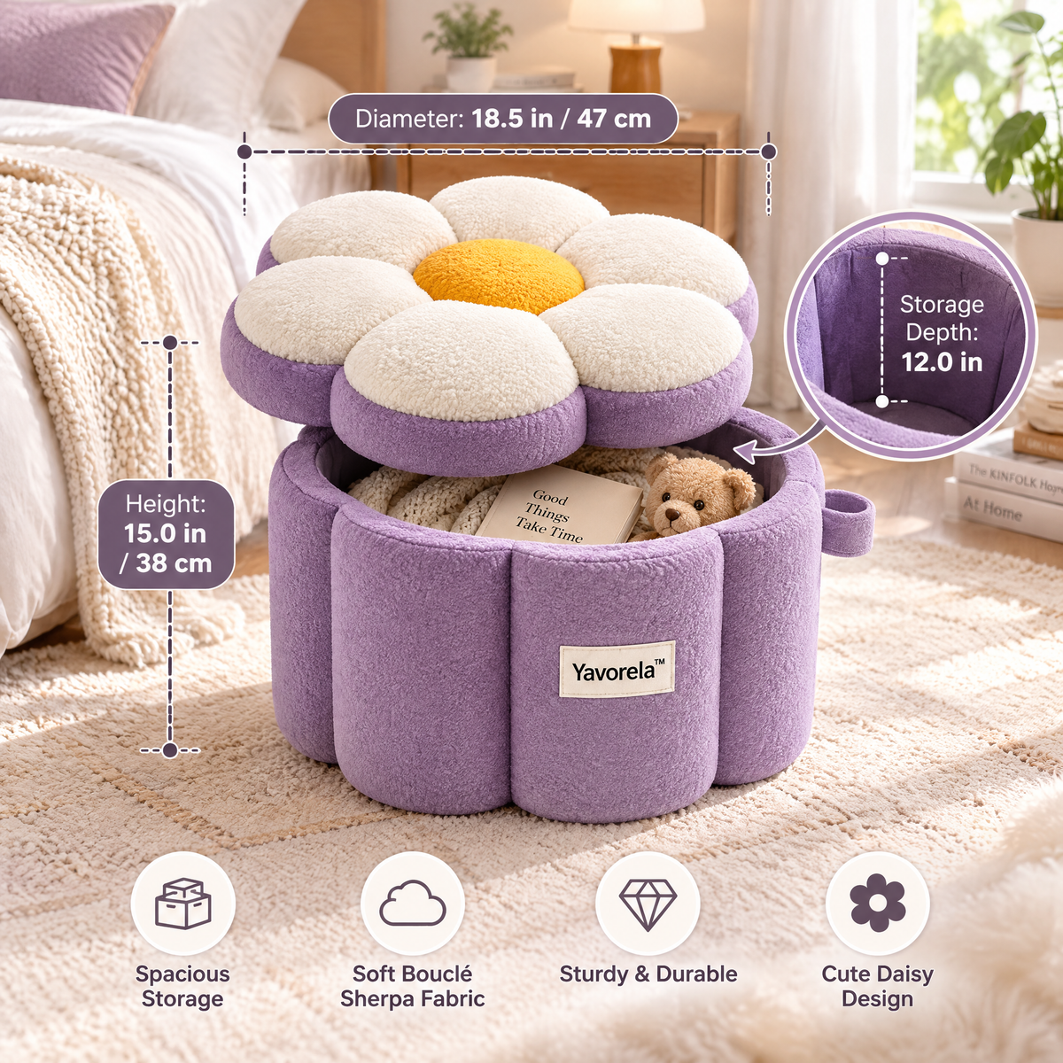 Yavorela™ Daisy Storage Ottoman