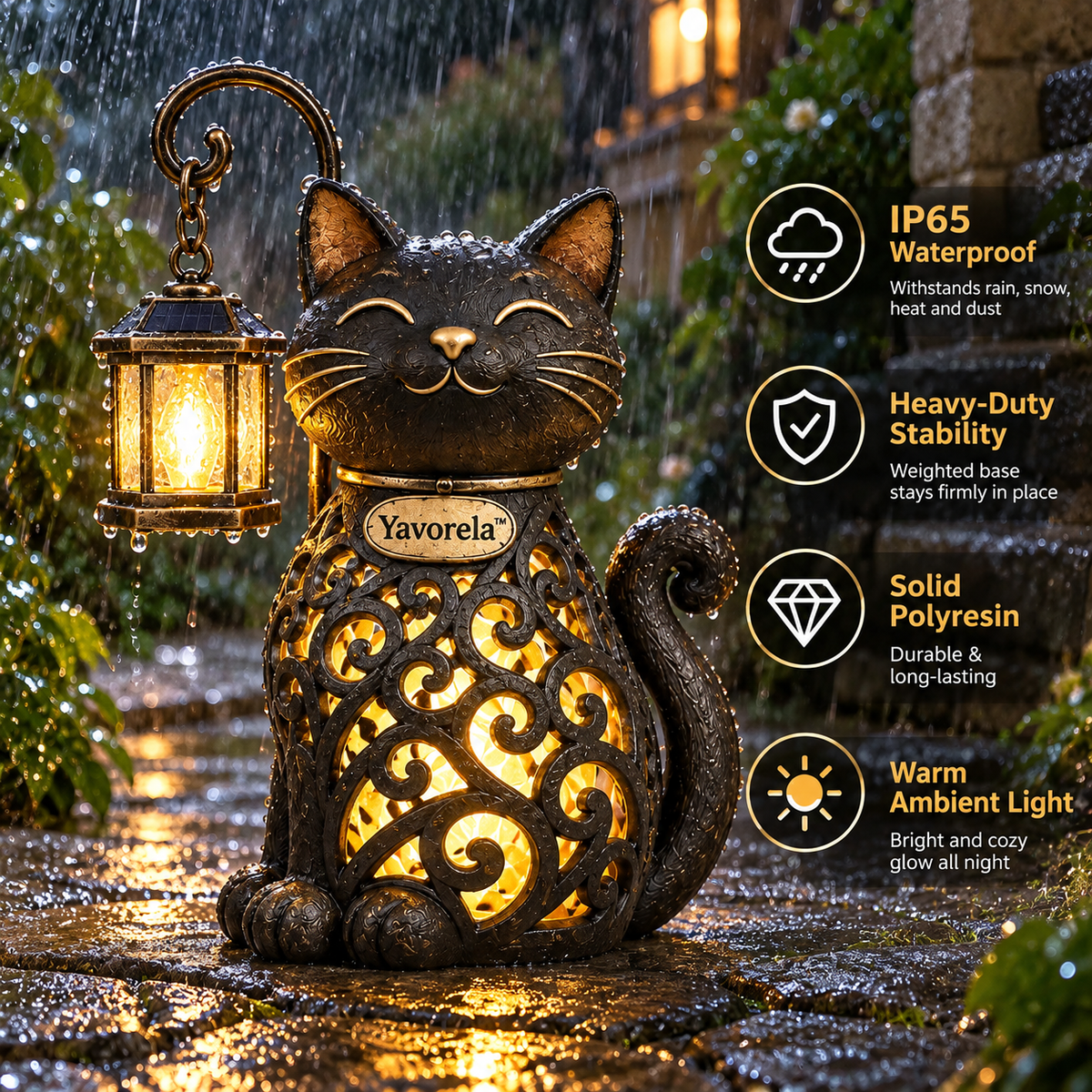 Yavorela™ Vintage Cat Lantern Accent Light