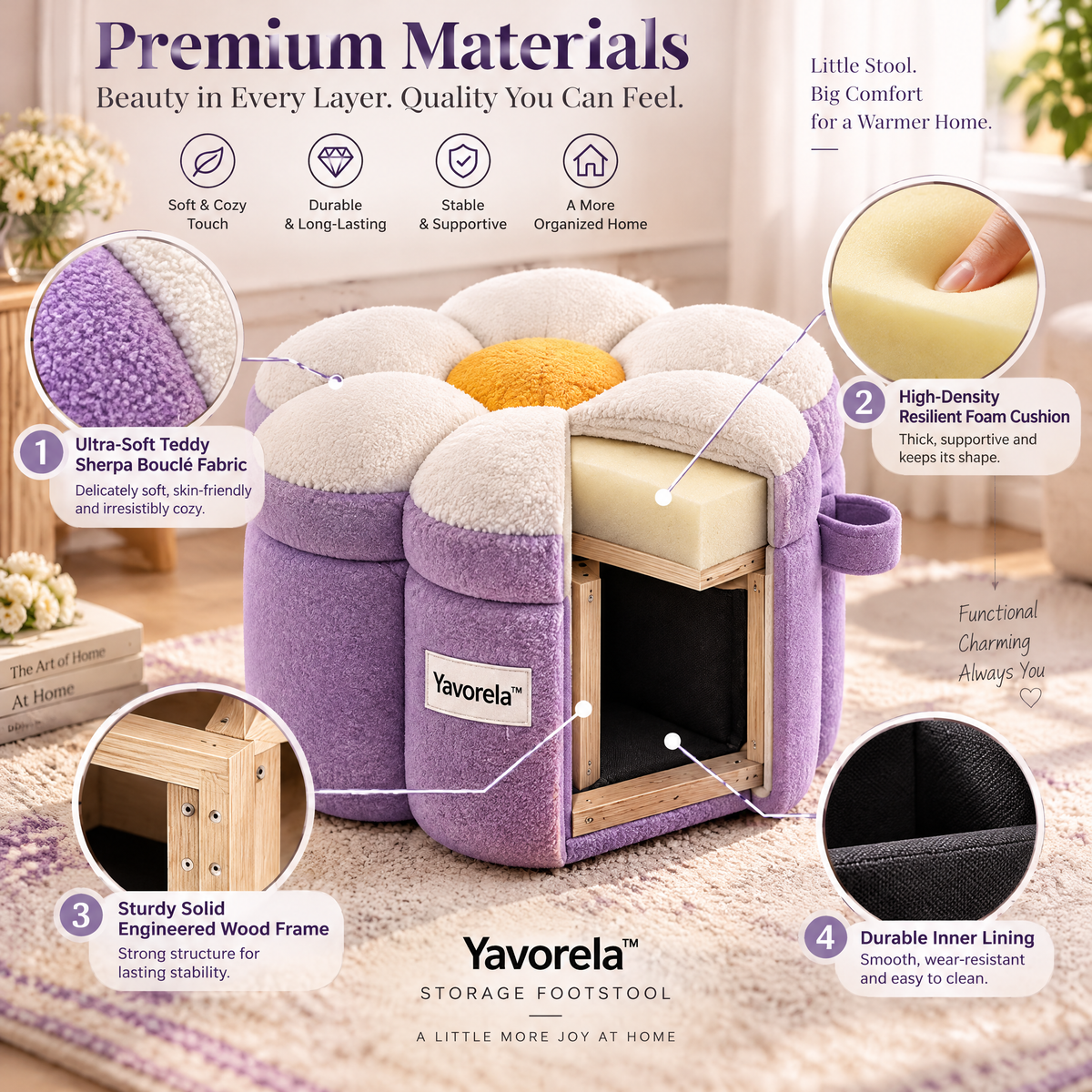 Yavorela™ Daisy Storage Ottoman