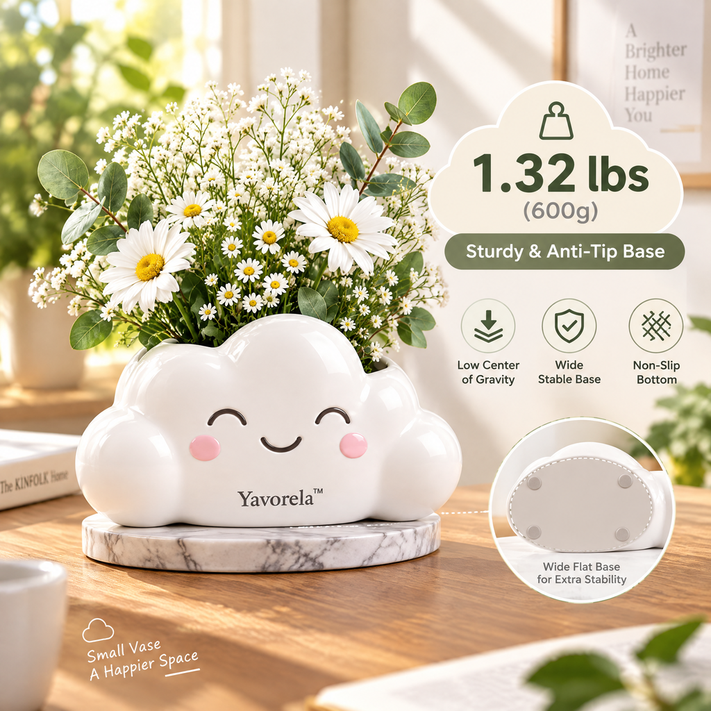 Yavorela™ Smiling Cloud Ceramic Vase