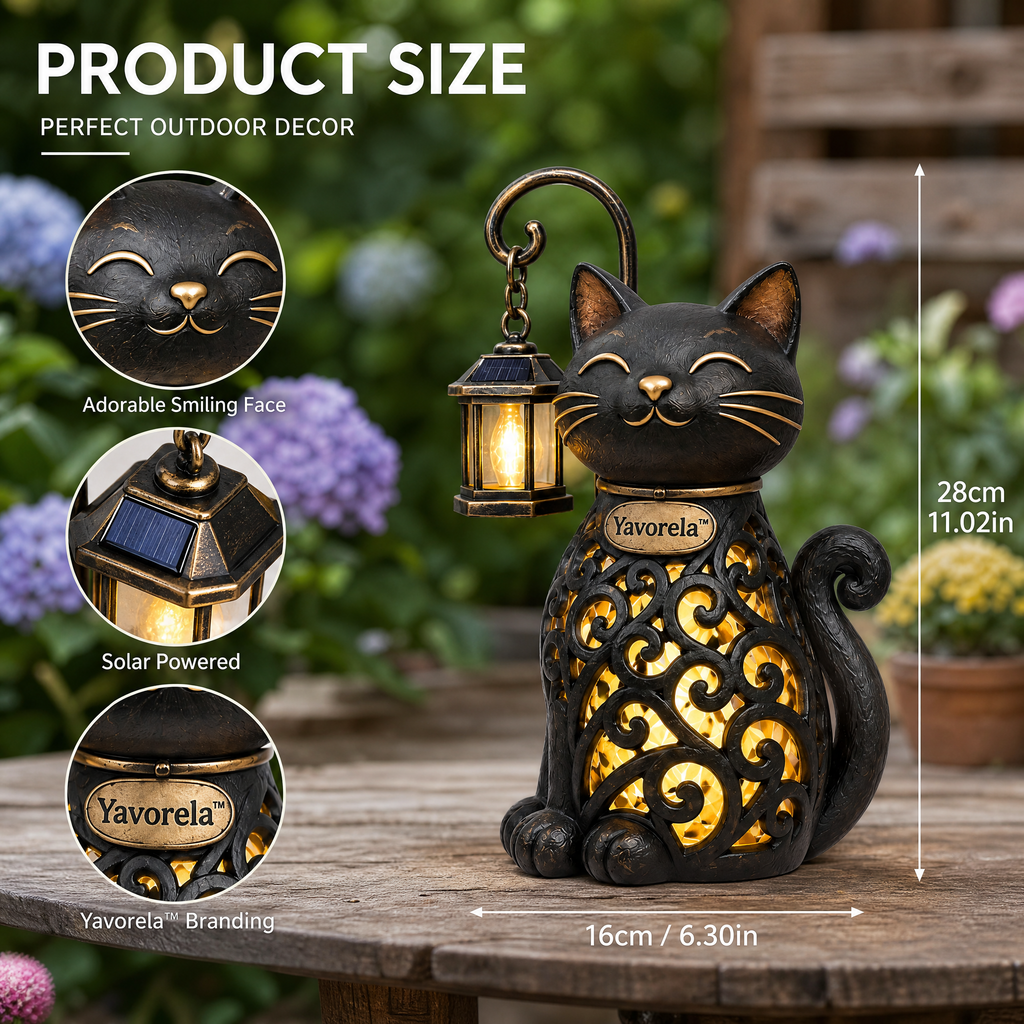 Yavorela™ Vintage Cat Lantern Accent Light