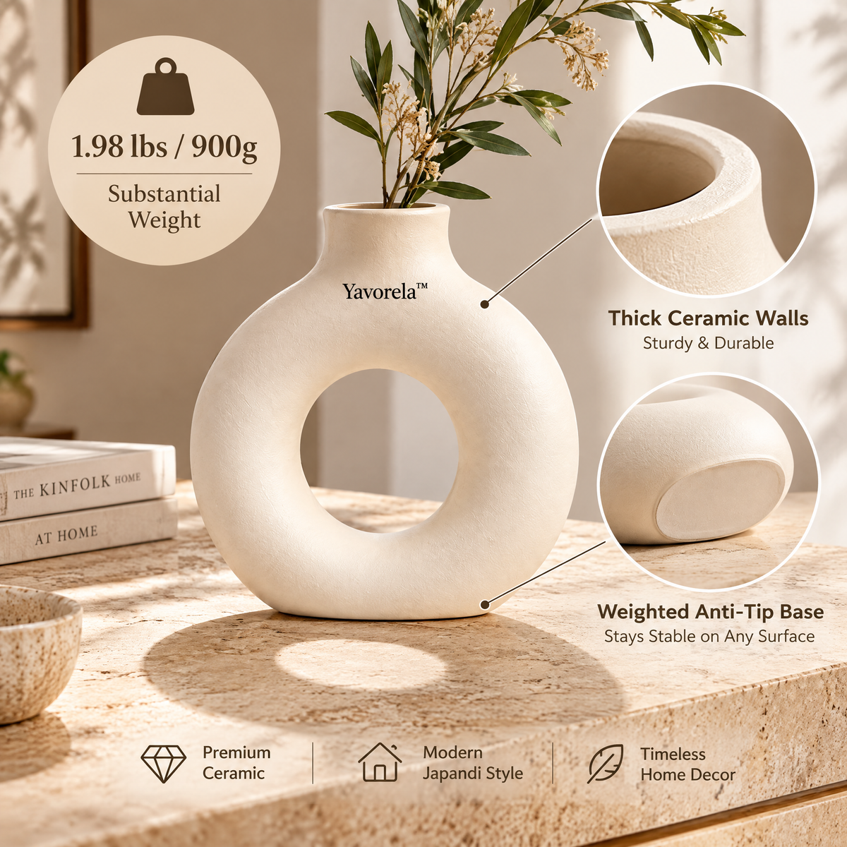 Yavorela™ Modern Halo Ceramic Vase