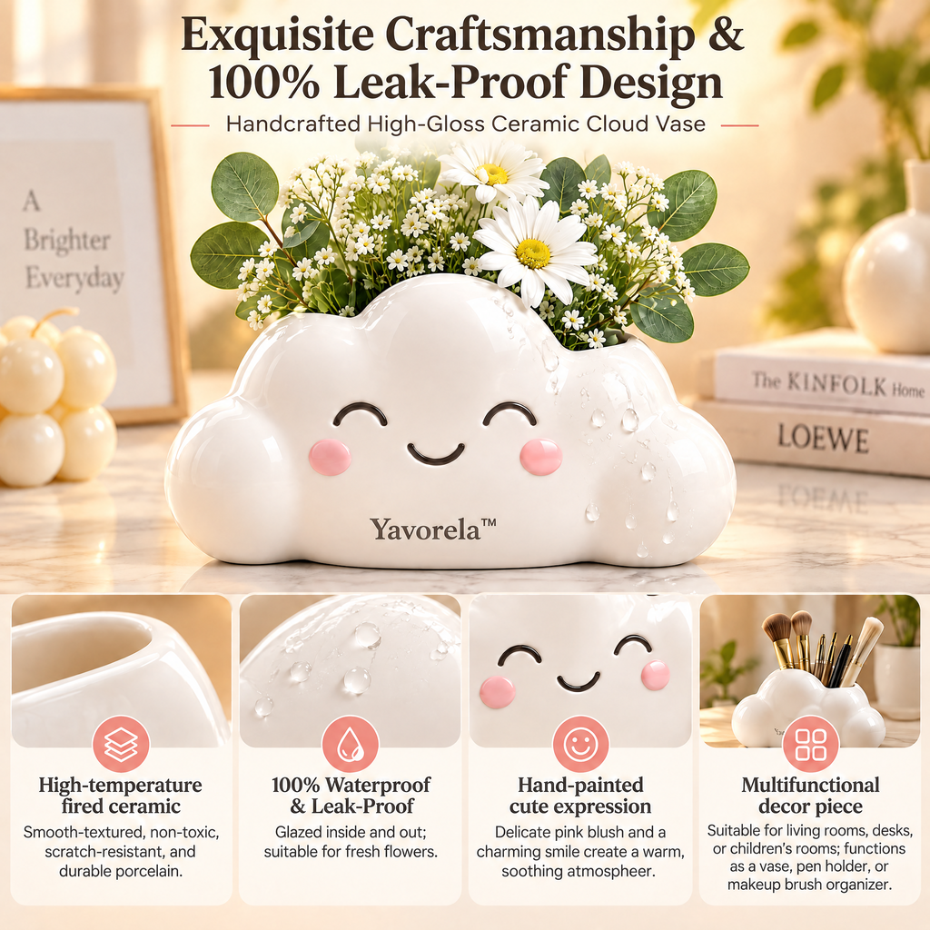 Yavorela™ Smiling Cloud Ceramic Vase