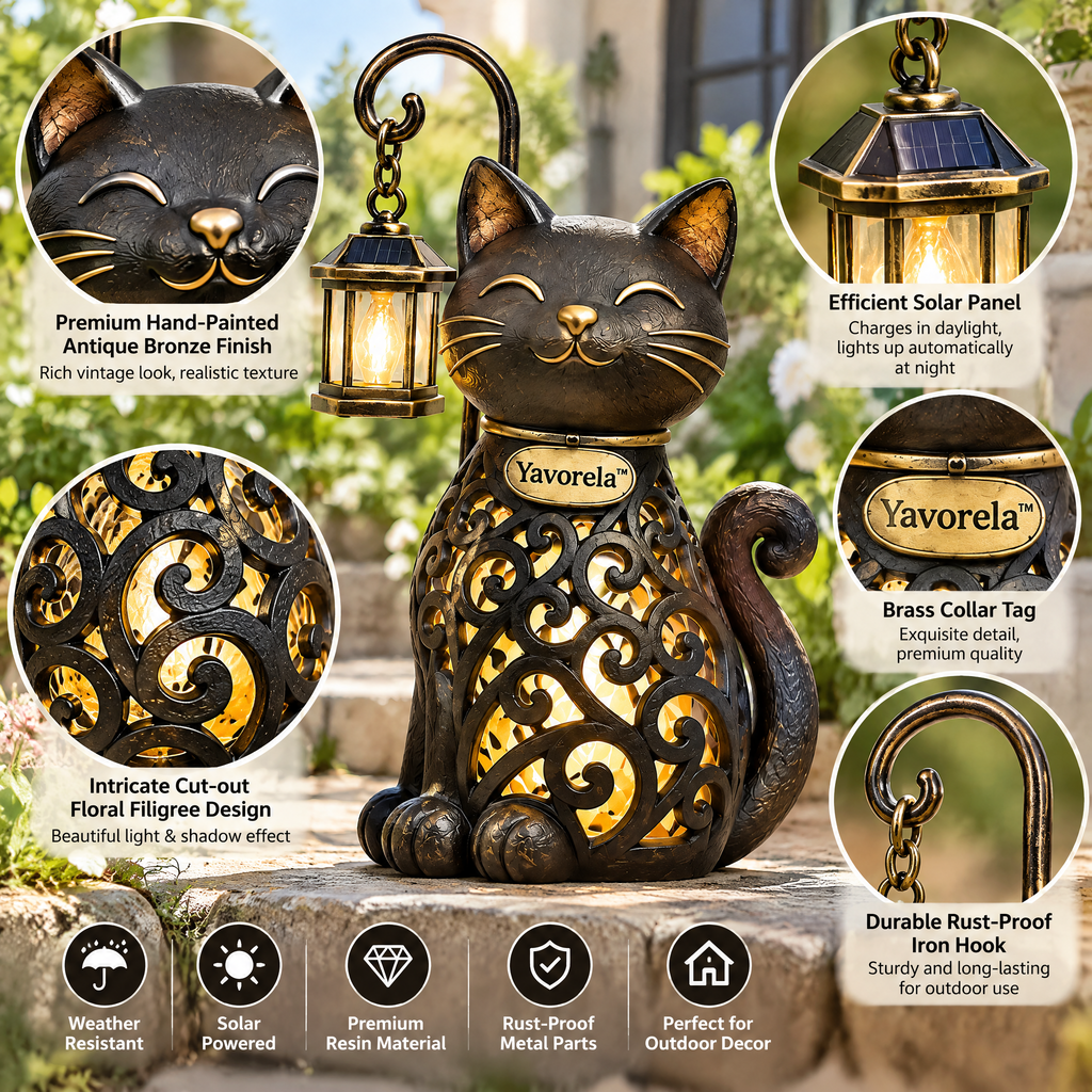 Yavorela™ Vintage Cat Lantern Accent Light