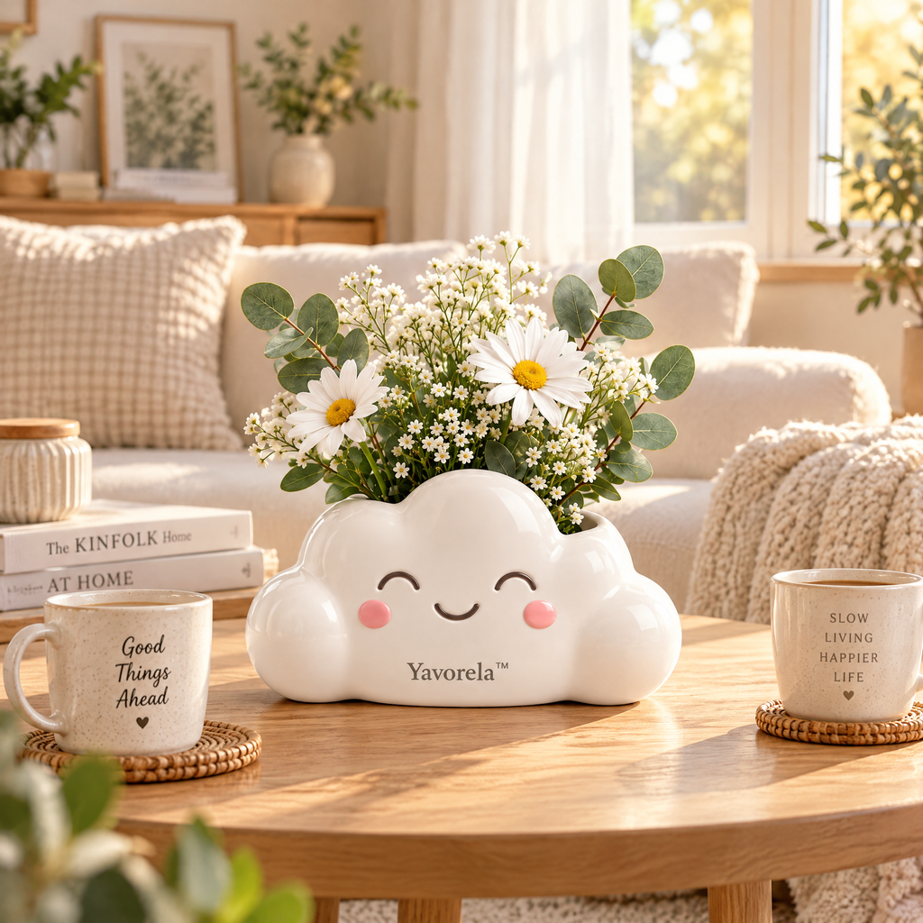 Yavorela™ Smiling Cloud Ceramic Vase