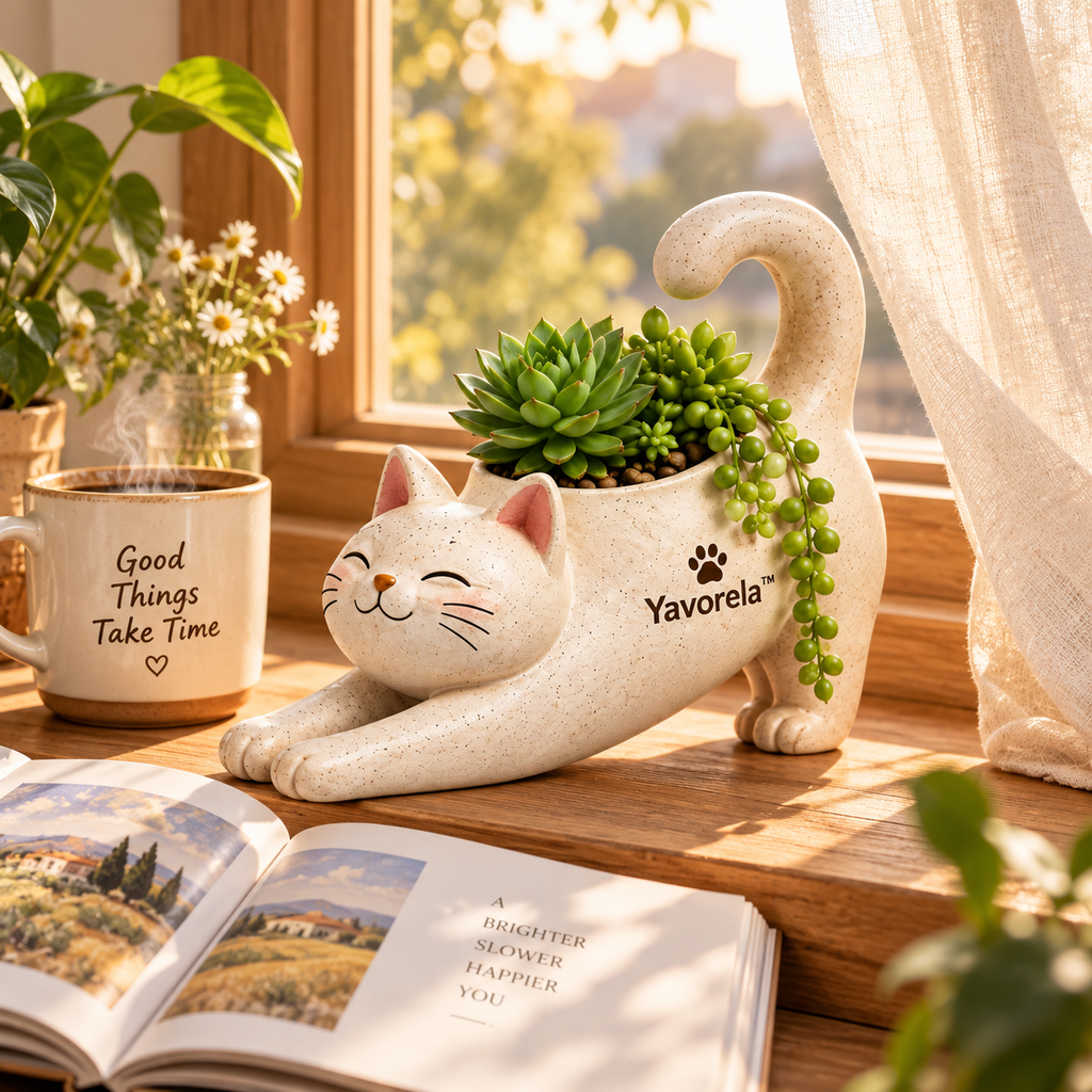 Yavorela™ Stretching Cat Succulent Planter